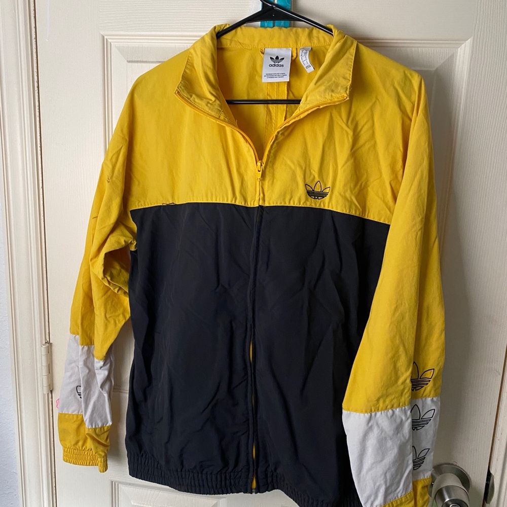 Adidas Yellow and Black Windbreaker Jacket